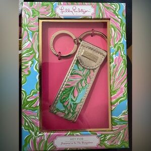 Lilly Pulitzer Key Fob Brand New The Bungalows with Pink,Green, blue Pattern